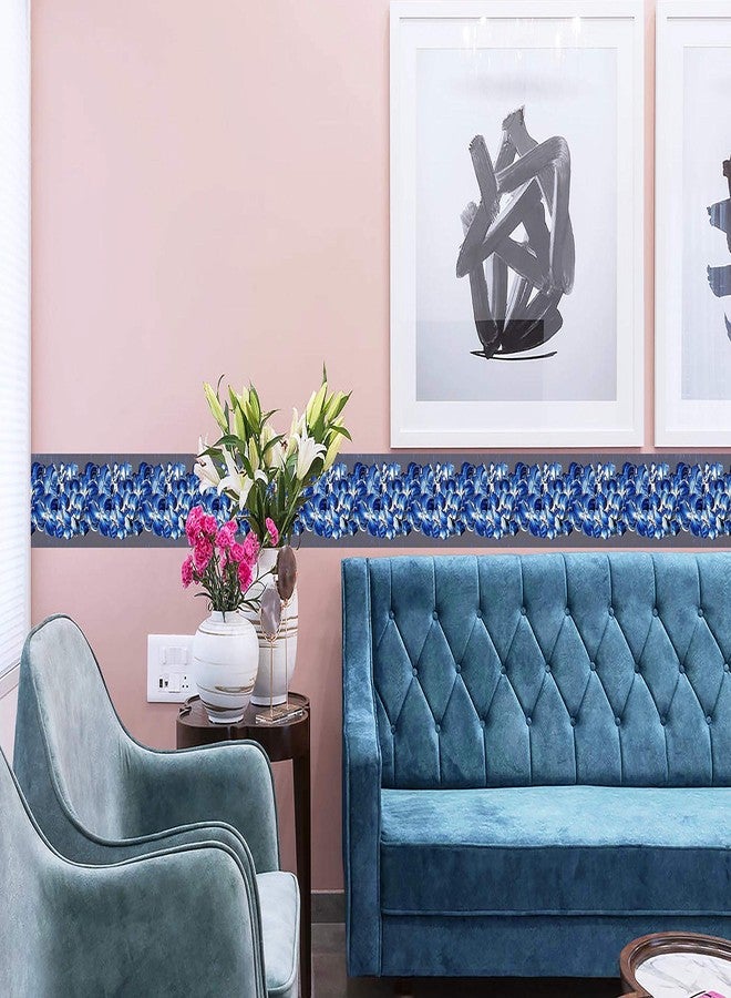 WallDesign شريط حائط لاصق مطلي بتصميم باقة زهور بيضاء وزرقاء من WallDesign - عرض 5.25 بوصة × طول 5 أقدام، مصنوع من الفينيل - Image 3